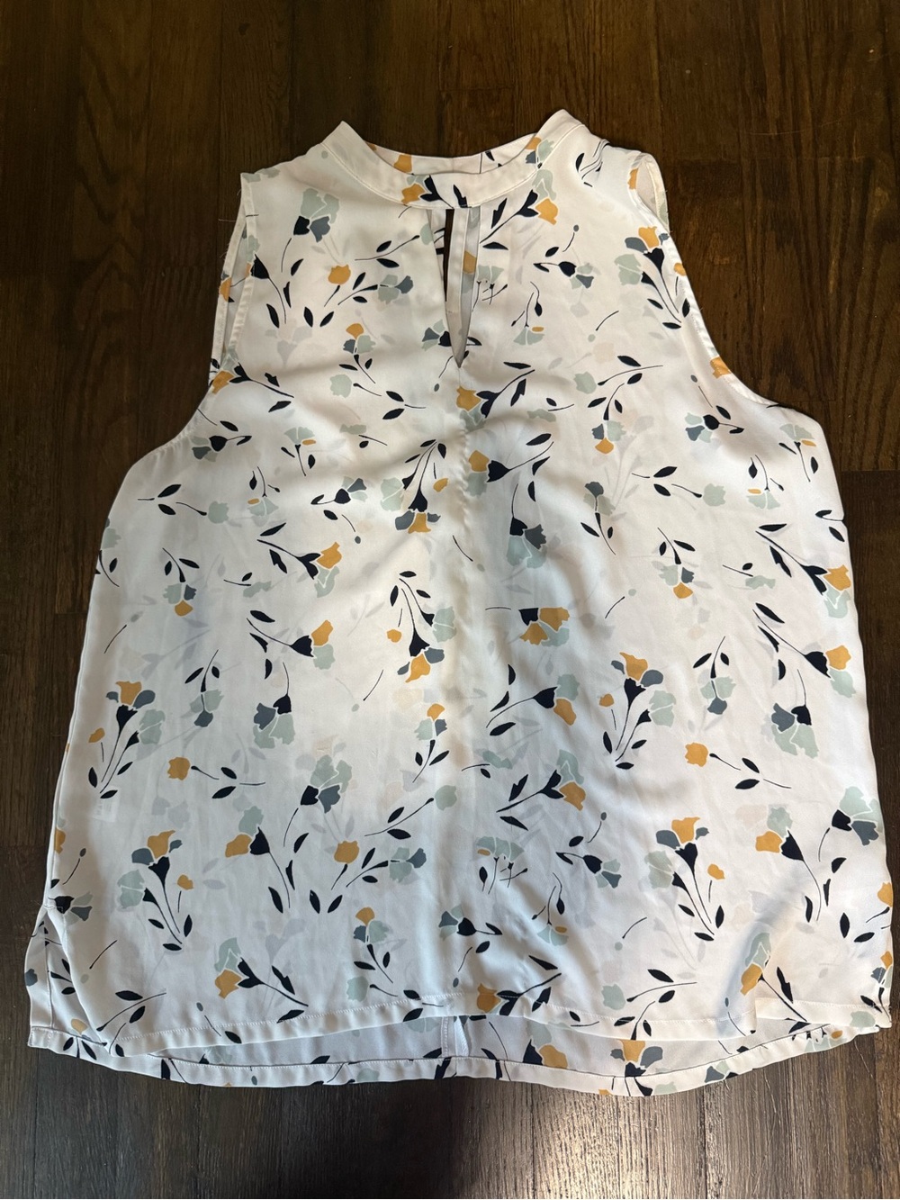 LOFT Sleeveless Floral Keyhole Camisole - White, Mustard & Navy